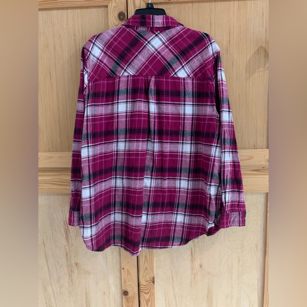 GAP Womens Burgundy Plaid Flannel Shirt Sz XXL - Picture 3 of 4